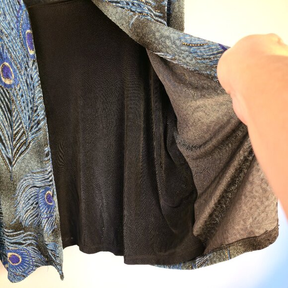JM Collection Size OX Womens Blue Peacock Blouse Attached Cardigan Long Sleeve - Picture 4 of 6